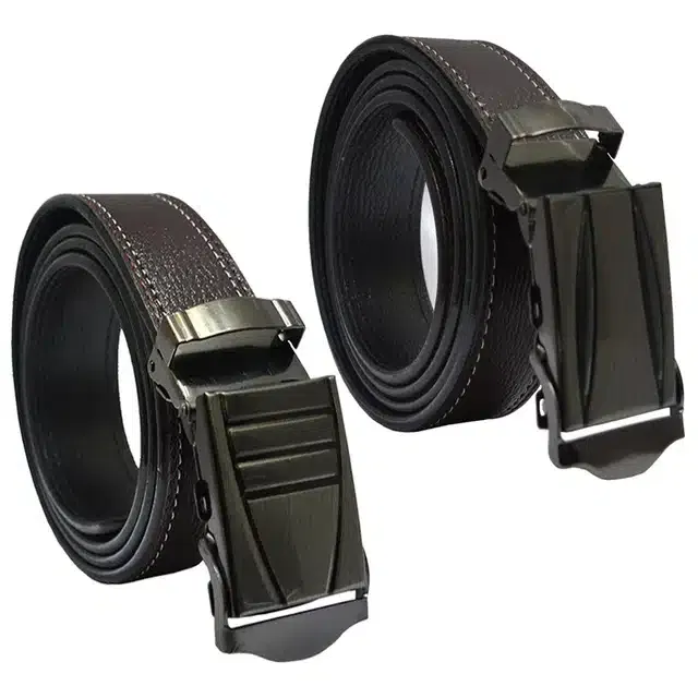 Casual Belt for Men (Brown, Pack of 2)