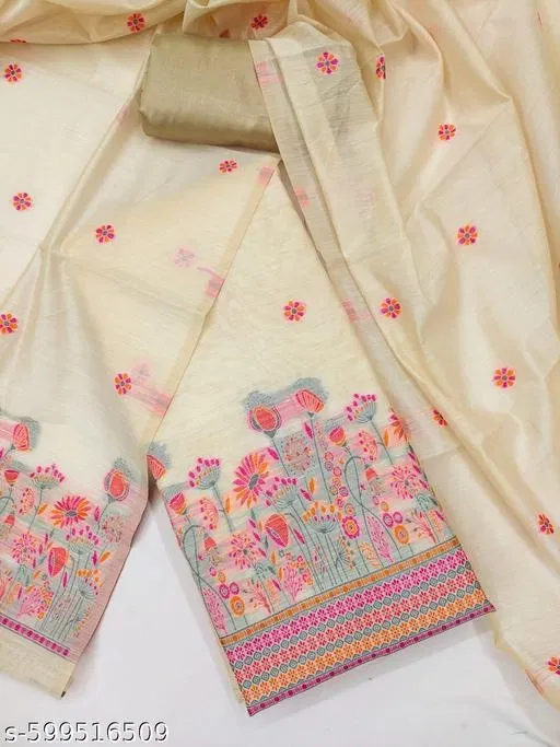 Modal Blend Embroidered Punjabi/All Over Suits for Women (Orange, Un Stitched)