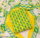 Printed Crepe Unstitched Suit Fabric for Women, Yellow 