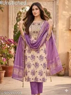 Silk Blend Punjabi/All Over Suits Semi-Stitched Suits for Women 