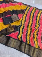 Georgette Printed Saree for Women, Multicolor 