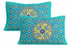 Jaipuri Cotton Double Bedsheet with 2 Pillow Covers | 80x90 Inch | Elephant Mandala Blue | Traditional Rajasthani Print