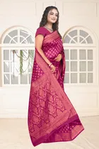 Jacquard Woven Design Saree for Women, Pink 