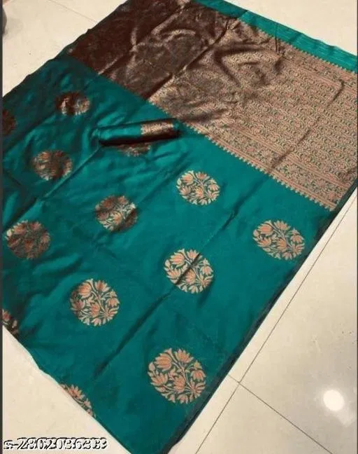 Litchi Silk Saree for Women (Green)