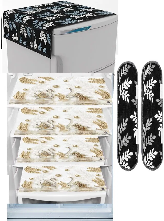 Knit 7 Pcs Fridge Cover Set (Multicolor, Set of 1)