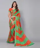 Women's Designer Georgette Printed with lace Saree with Blouse Piece 