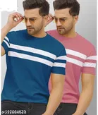 Cotton Blend T-shirt for Men, Multicolour, Pack of 2 
