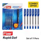 FLAIR Rapid Blue Gel & Carbonix Pen 6pcs with 5 pcs Mr Grip Ball Pen- Blue 