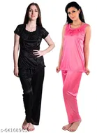 Satin Nightsuit Set for Women 