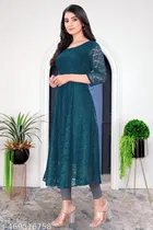 Net Kurti for Women,  Teal  