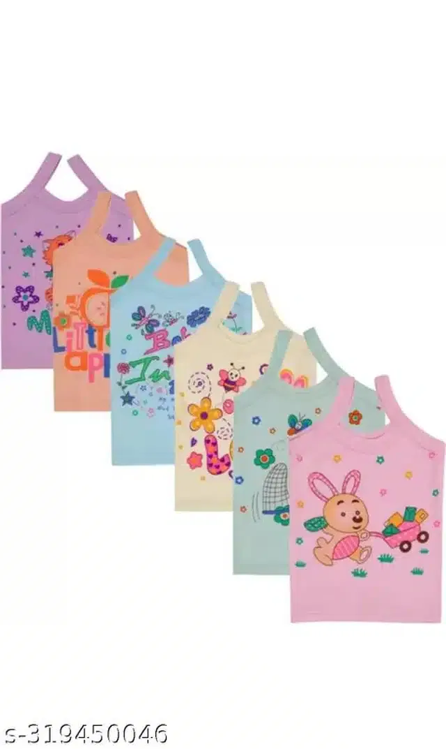 Cotton Vest for Kids (Multicolor, 0-3 Months) (Pack of 6)