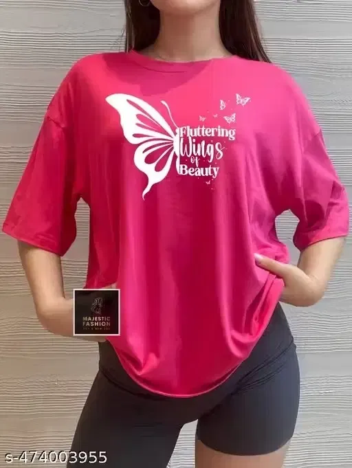 Round Neck T-shirt For Women (Pink, XL)