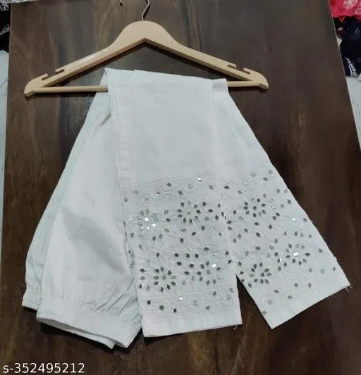 Cotton Solid Pant for Women, White (40)