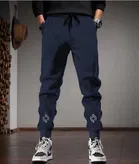 Polyblend Printed Trackpants for Men, Navy Blue & Black, Pack of 2 