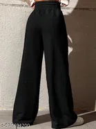 Cotton Blend Solid Trousers for Men, Black 