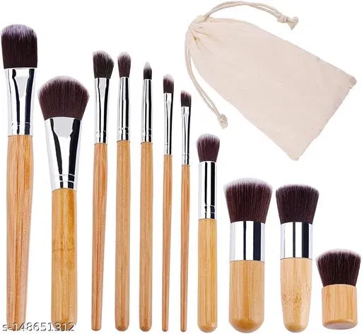 11Pcs Makeup Brush Set Professional Kabuki Foundation Blending Blush Concealer Eye Face Liquid Powder Cream Cosmetics Brushes Kit (Pack Of 11)