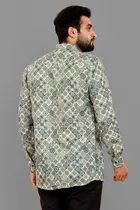 Cotton Blend Printed Kurta for Men 
