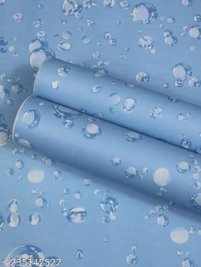 Bliss Vinyl Wallpaper for Home (Blue, 45x250 cm)