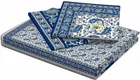 Jaipuri Cotton Double Bedsheet with 2 Pillow Covers | 80x90 Inch | Paisley Blue | Traditional Rajasthani Print