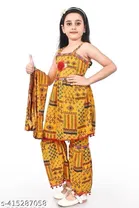 RK TRADERS Ethnic Motif Mirror Work Cotton Palazzo Pants for Kids 