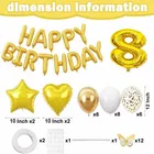 8th Happy Birthday Balloon Decoration Kit ,Golden ,Set Of 1