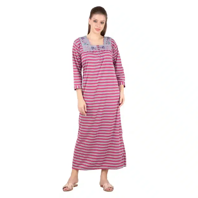 Woolen Hosiery Nighty for Women (Pink, Free Size)