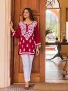 Chikankari Embroidery Short Kurti for Women 