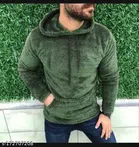 Woolen Full Sleeves Hooded Sweatshirt for Men (Green, M)