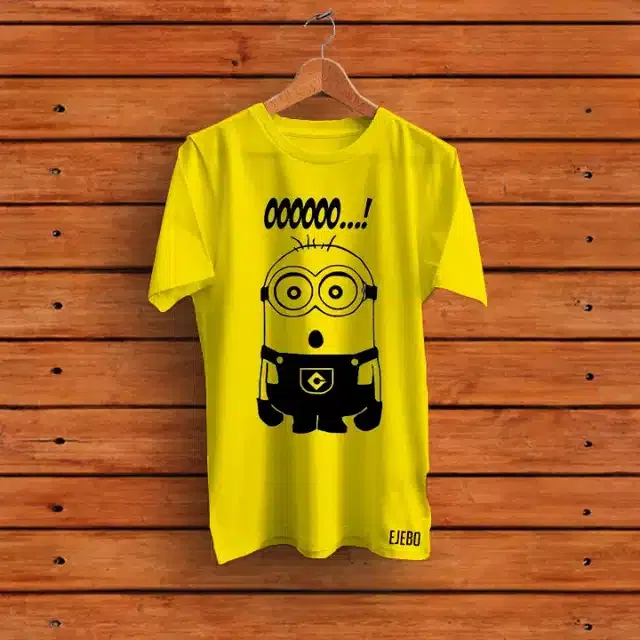 Half Sleeves Printed T-shirt for Men (Yellow, XL)