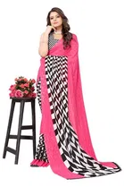 Women Georgette Printed Saree With Unstitched Blouse 