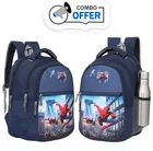 Polyester Cartoon Theme School Bag for Kids (Navy Blue, 25 L) (Pack of 2)