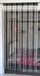 Polyester Beads Curtain for Door (Grey & White, 7 Feet)