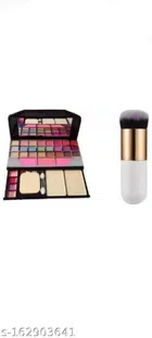 Rose Gold Eyeshadow Palette with Foundation Brush (Multicolor, Set of 2)