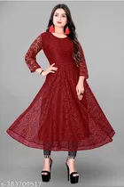Net Kurti for Women,  Maroon  