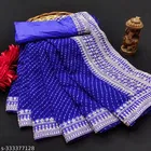 Georgette Solid Saree for Women, Royal Blue 