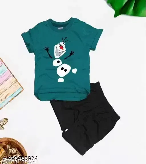 Poly Blend Clothing Set for Kids, Teal & Black  (18-24 Months)