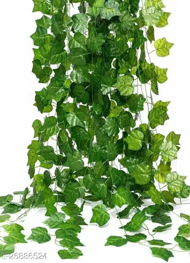 Polyester Artificial Hanging Leaves Garlands (Green, Pack of 6)