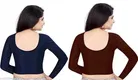 Lycra Ready Made Blouse for Women, Maroon & Blue, Pack of 2 
