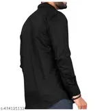 Cotton Blend Solid Shirt for Men, Black 