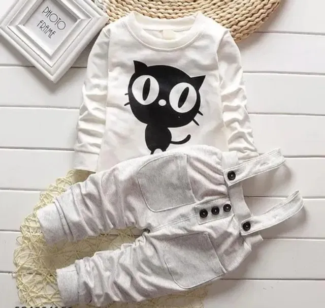 Hosiery Clothing Set for Kids (Grey, 1-2 Years)