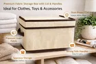 Craft Bazar Multipurpose Foldable Fabric Storage Box with Lid & Handles for Clothes, Laundry, Towels Wardrobe and Home Storage Organizer Pack of 3