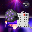 6 LED RGB Multi Color Light + 8 Socket Extension Board (White) Set of 2