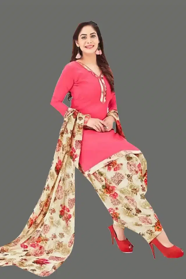 Unstitched Dress Material for Women & Girls (Pink)