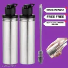 Stainless Steel Sports Water Bottles (Pack of 2) (Silver, 1000 ml)