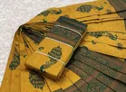 Litchi Silk Zari Embroidered Saree for Women, Yellow 