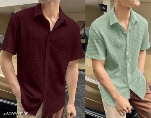 Casual Shirts for Men, Pack of 2 (Mint Green, M)