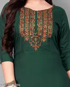 Solid Embroidered Rayon Kurti for Women 