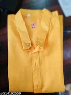 Cotton Solid Kurta for Men, Yellow 