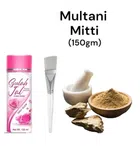 Combo of Daily Glow Natural Gulab Jal (120 ml) & Multani Mitti Face Pack (150 g) with Brush (Multicolor, Set of 3)