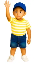 Cotton Stripes Clothing Set for Boys, Yellow 